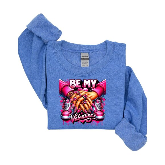 Be My Valentine Sweatshirt With Hands & Sneakers Graphic Gildan - Picture 6 of 9